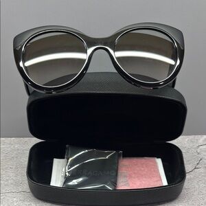 Salvatore Ferragamo Black Cat-Eye Sunglasses